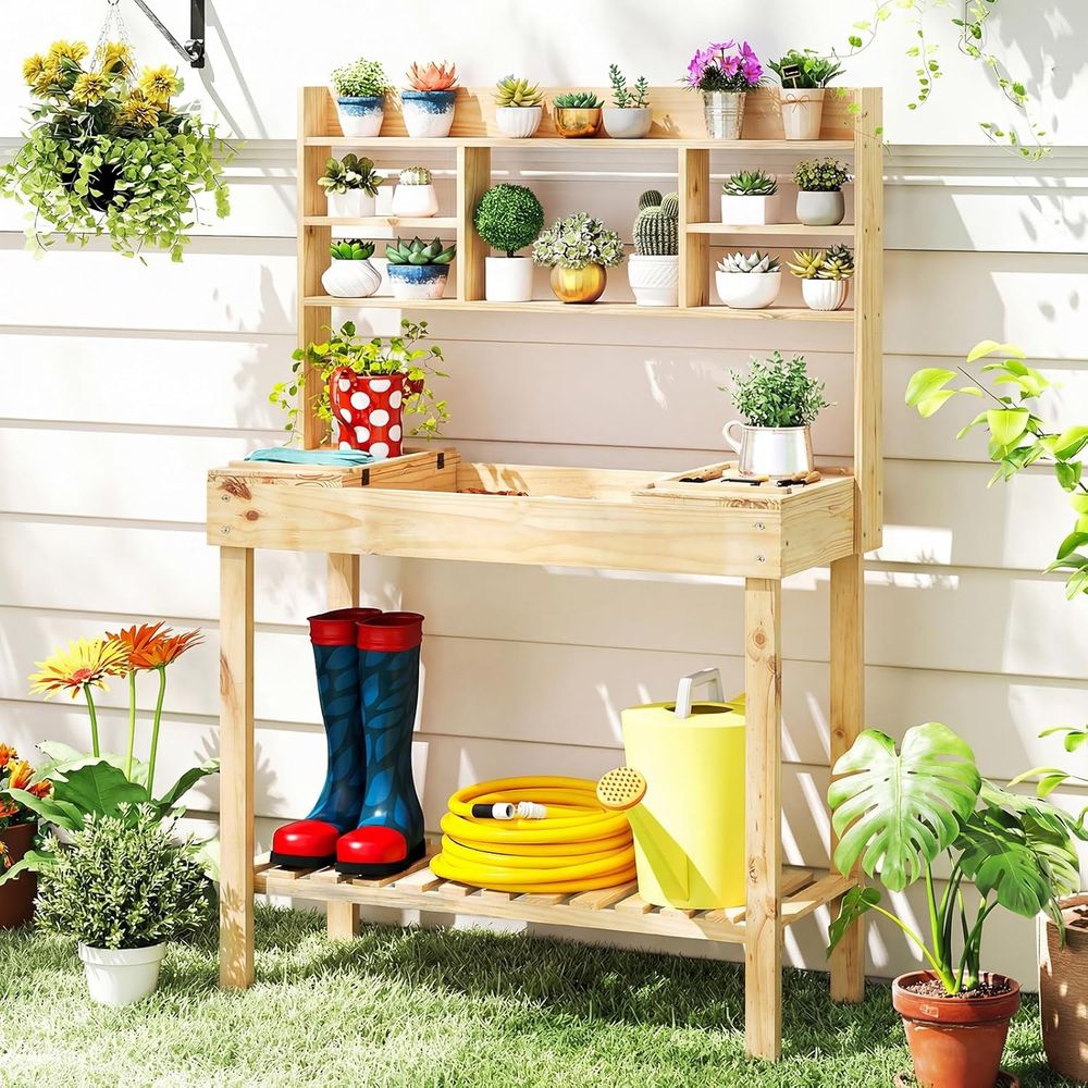 Woodworking Work Table - Potting Bench Table, 60” Wood Garden