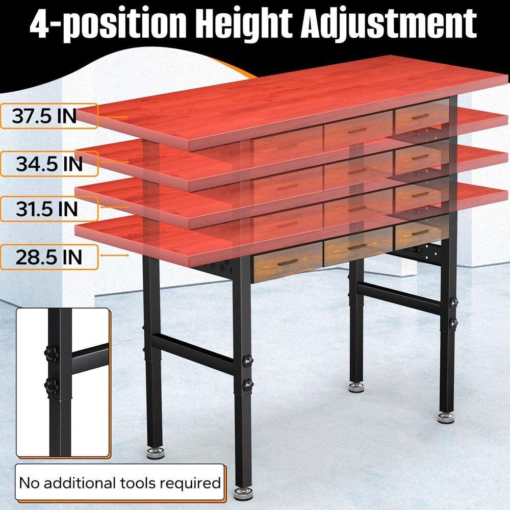 60in Adjustable Height Workben - Woodworking Work Table 评论和价格