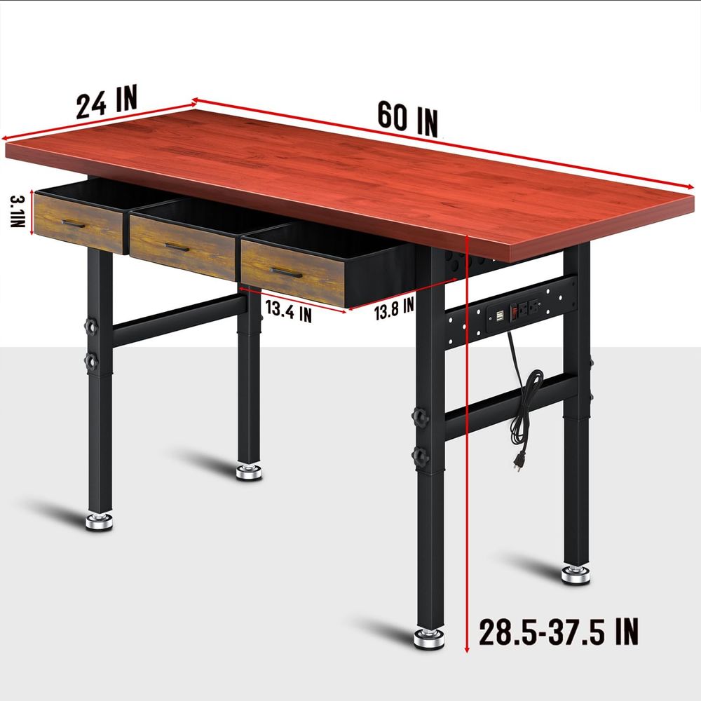 60in Adjustable Height Workben - Woodworking Work Table 评论和价格