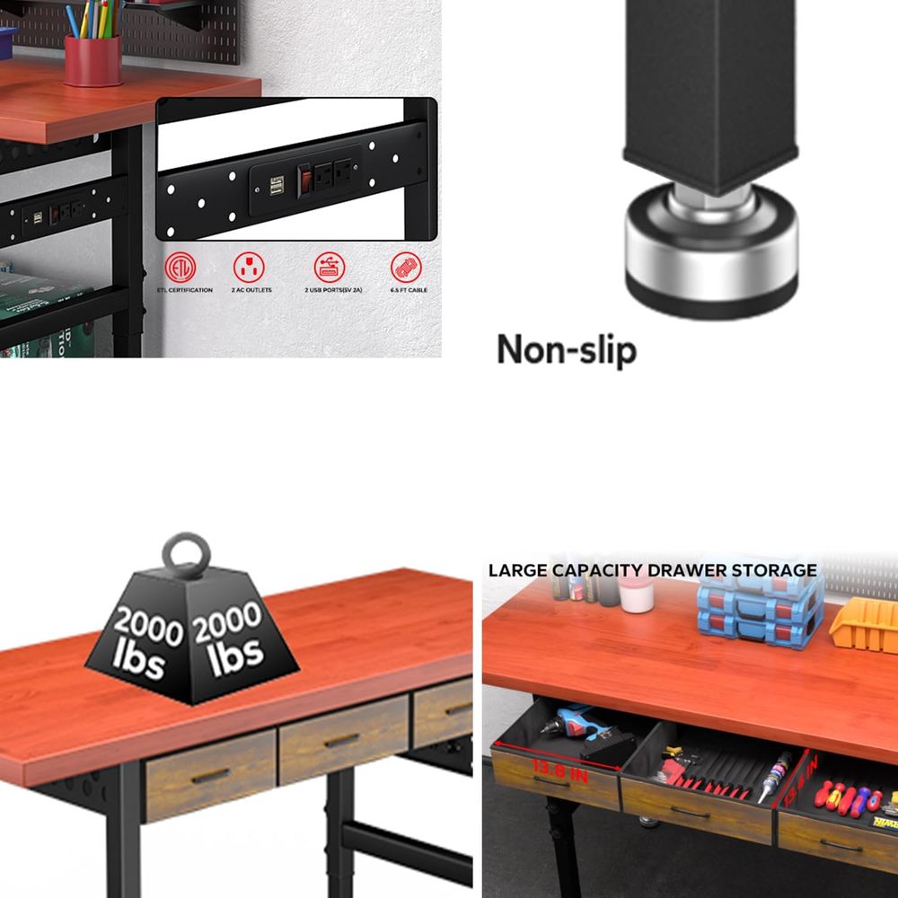 60in Adjustable Height Workben - Woodworking Work Table 评论和价格
