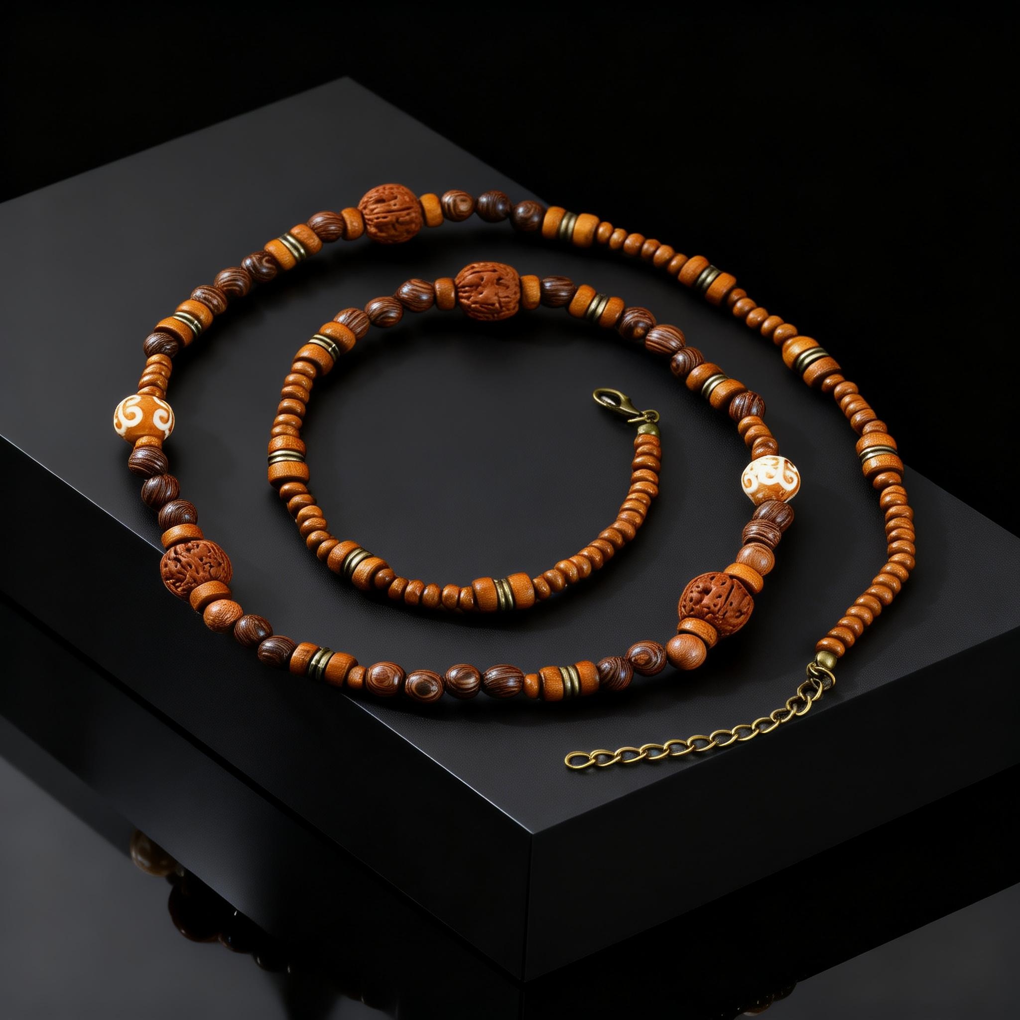 Fashion Walnut Wood Bead Neckl - Woodworking Nc 评论和价格