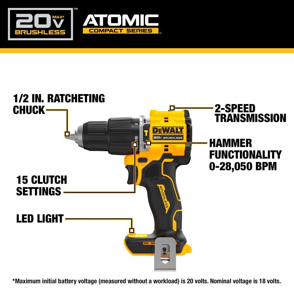 DEWALT DCD799 ATOMIC 20V MAX*  - Dewalt Drill Atomic 20V 评论和价格