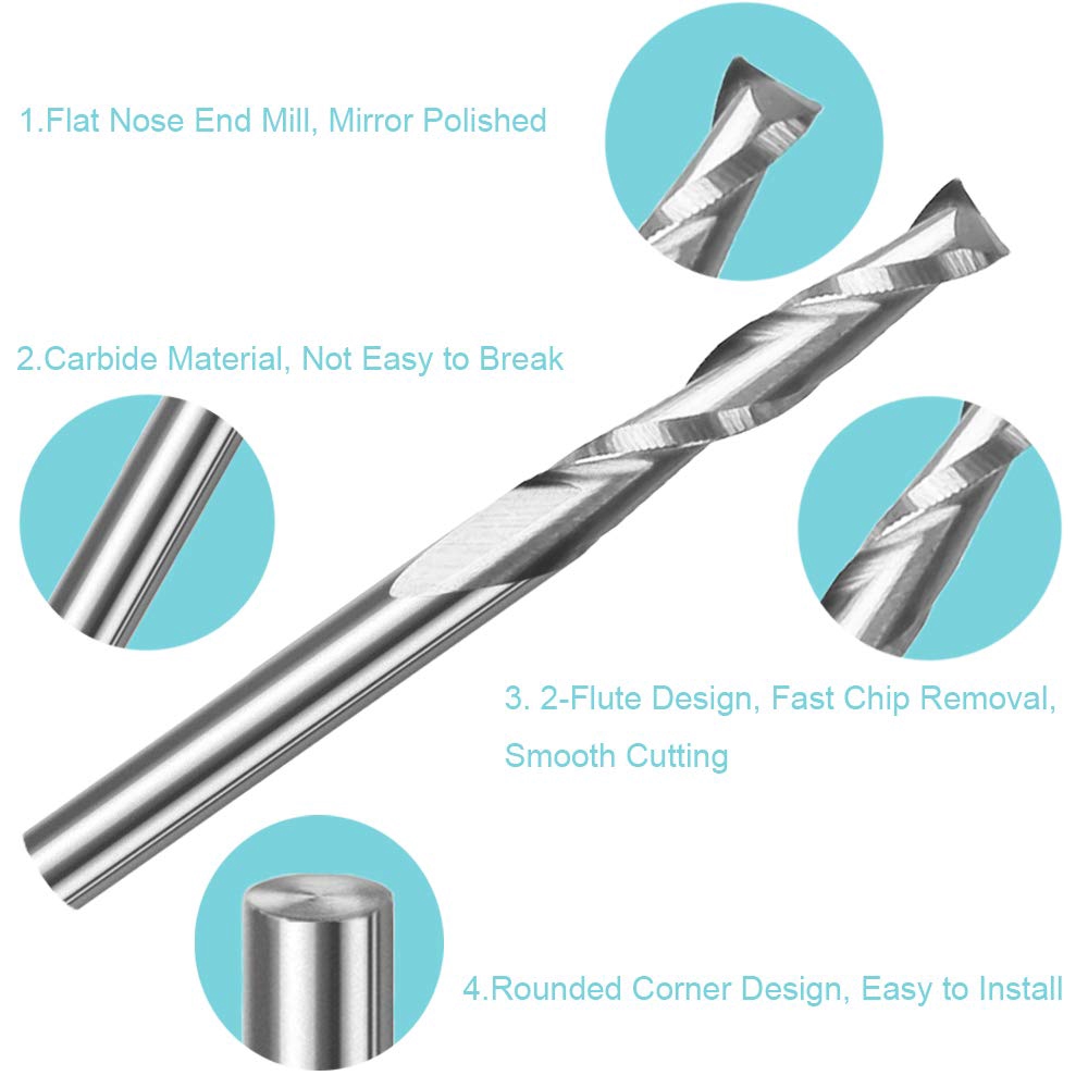 10pcs 3.175 1/8 Shank 2 Flutes - Woodworking Nc 评论和价格