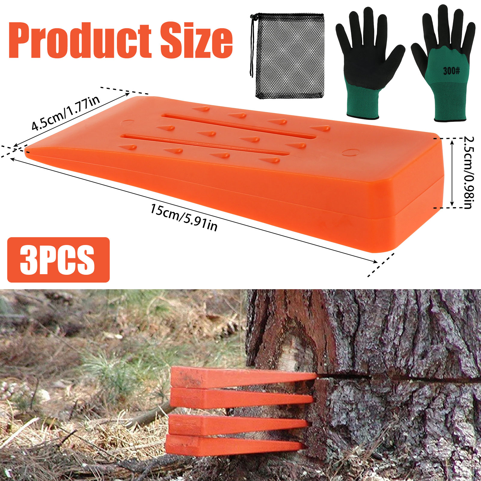 3Pcs Tree Cutting Wedges Durab - Woodworking Gloves 评论和价格