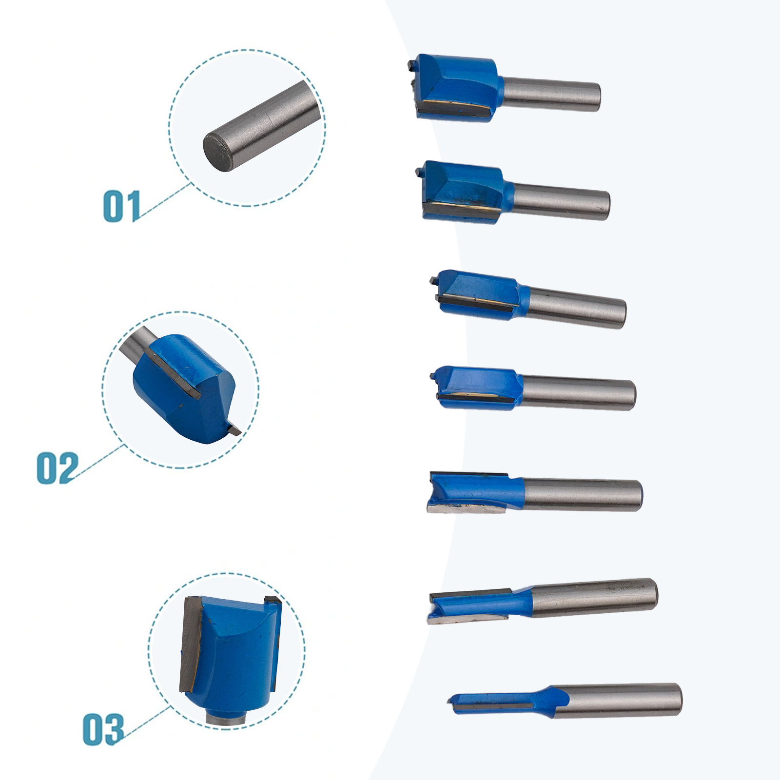 7pcs Milling Cutter Solid Hard - Woodworking Kickback 评论和价格