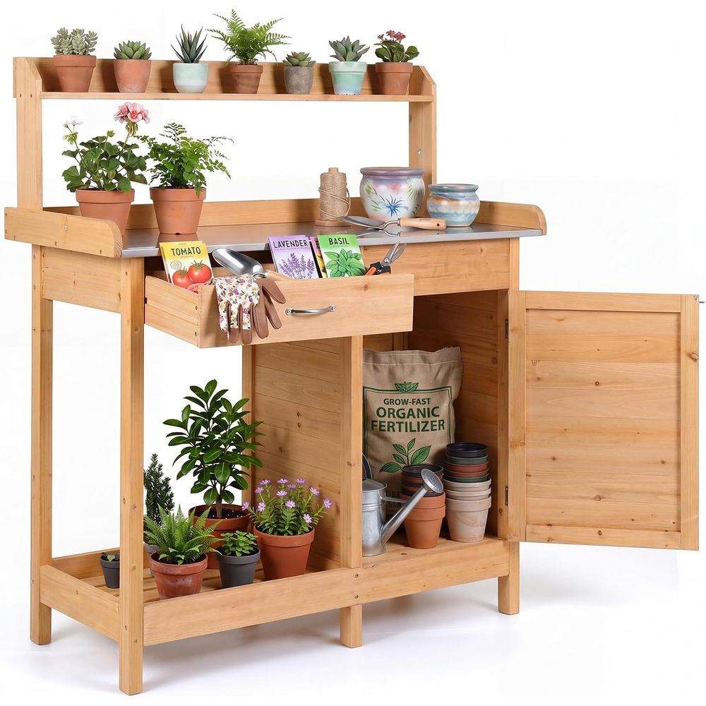 Outdoor Potting Bench Table Wo - Woodworking Work Table 评论和价格