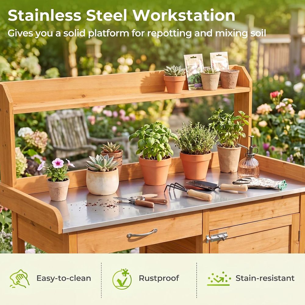 Outdoor Potting Bench Table Wo - Woodworking Work Table 评论和价格
