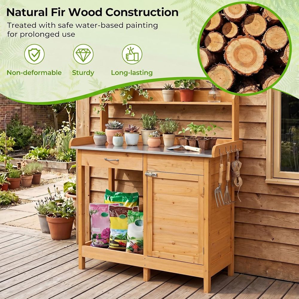 Outdoor Potting Bench Table Wo - Woodworking Work Table 评论和价格