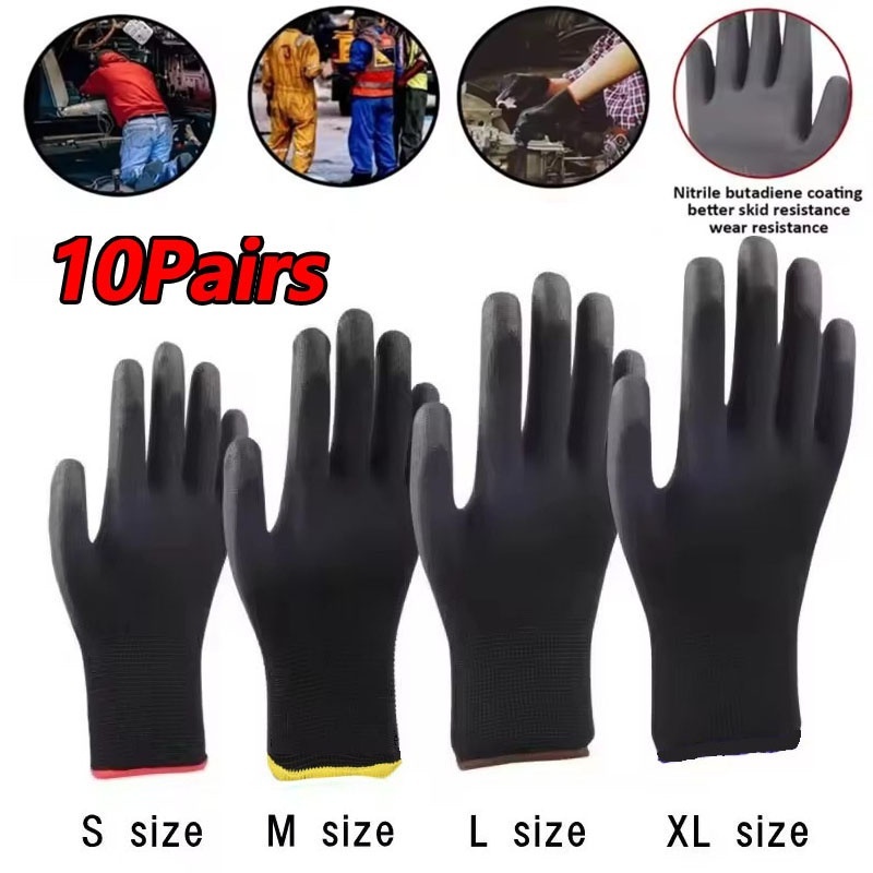10pair Durable Nylon Work PU S - Woodworking Gloves 评论和价格