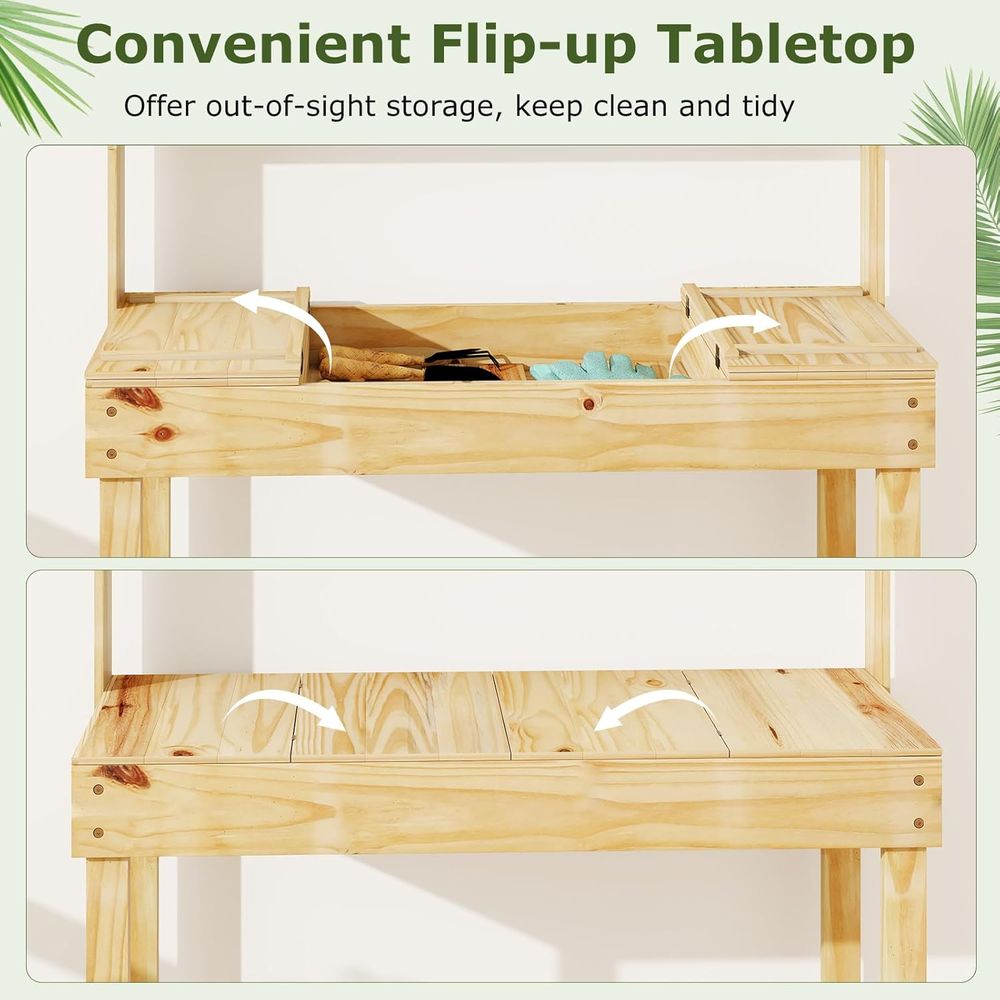 Potting Bench Table, 60” Wood  - Woodworking Work Table 评论和价格
