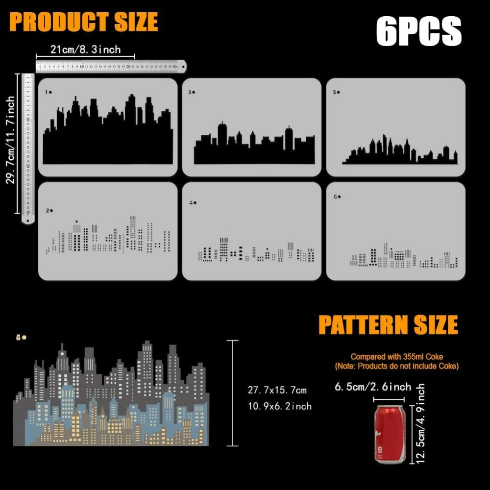 6 Pcs Layered City Skyline Ste - Woodworking Veneer 评论和价格