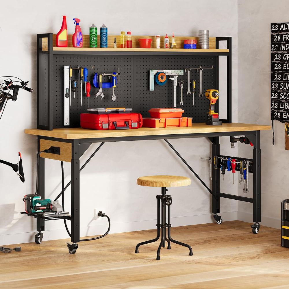 60in Heavy Duty Workbench with - Woodworking Work Table 评论和价格